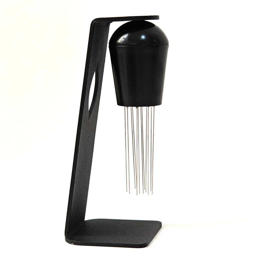 Espresso WDT tool with stand for even coffee grounds distribution in barista setups